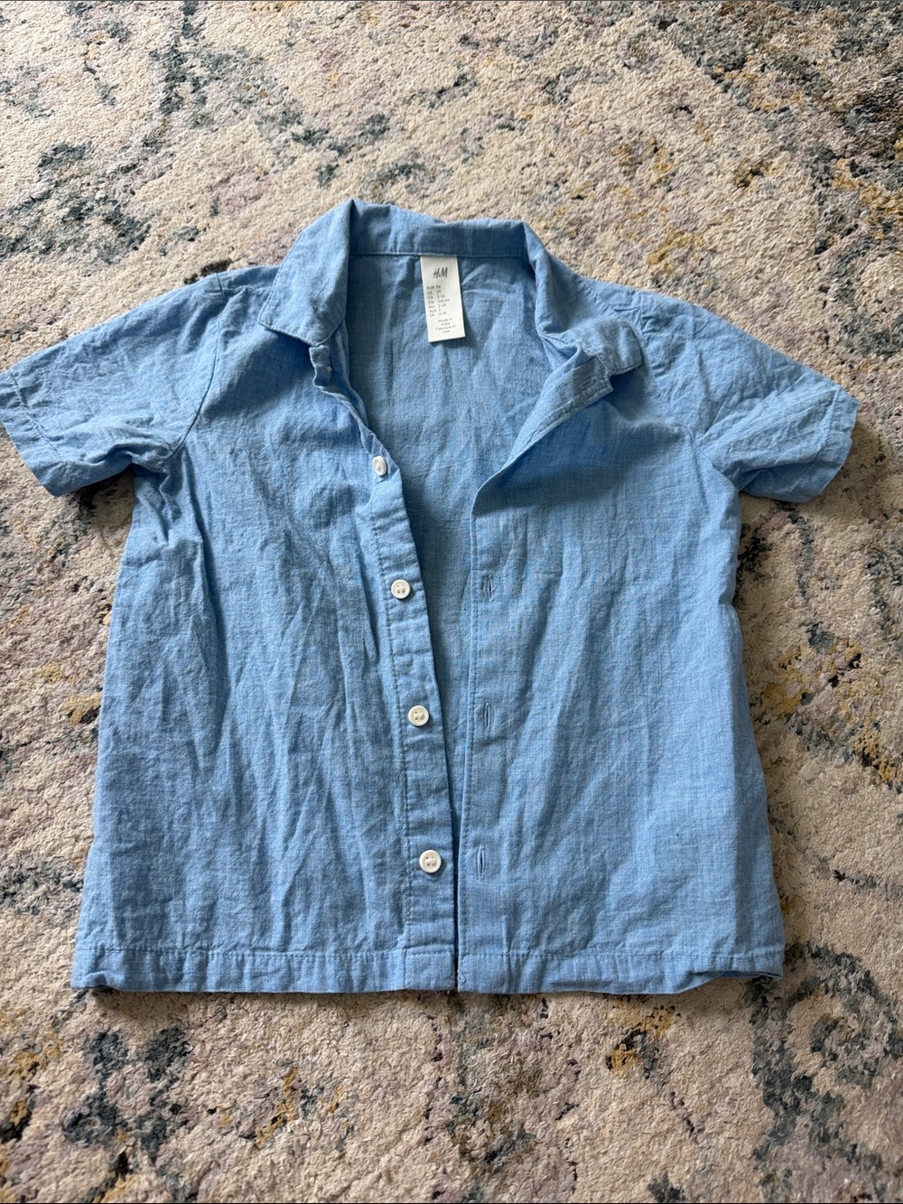 H&M Boys Light Blue Short Sleeve Button-Down Shirt